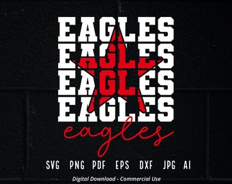 Stacked Eagles SVG, School Team Spirit (Digital Files)