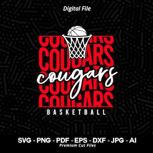 Cougars svg, Cougar svg, Basketball svg, Stacked Cougars Basketball, Cougars Cheer Svg, Cougars Vibes Svg, Cougars Shirt Svg, School Spirit