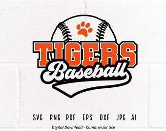 Tigers SVG PNG, Tiger svg, Baseball svg, Tiger Baseball svg, Tigers Sublimation, Tigers Love svg, Tiger paw svg, Baseball Clipart,Cricut svg