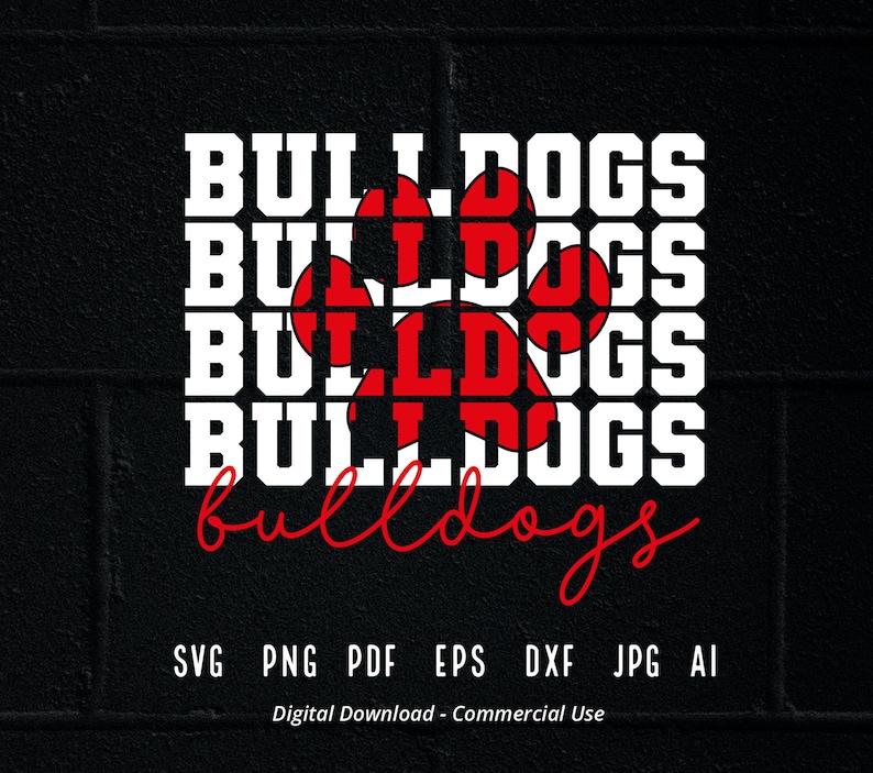 Stacked Bulldogs Paw SVG, School Team Mascot (digital Download) - Etsy