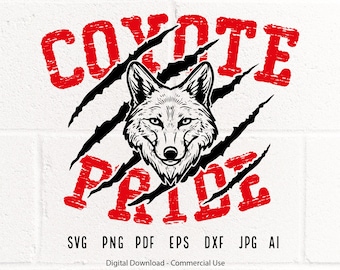 Coyote Pride Mascot SVG, PNG, Coyote Face, Claw (Digital Download)