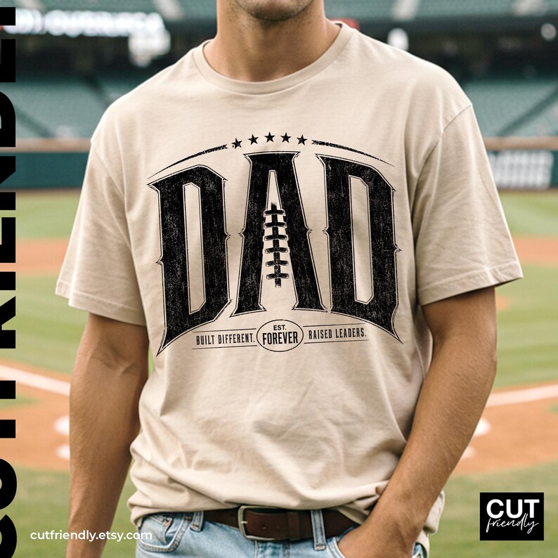 Retro sports dad sublimation design with bold gothic typography and football theme