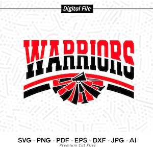 Warriors Cheer SVG PNG, Warriors Svg, Warrior, Cheer Svg, Warriors Vibes, Warriors Shirt svg, School Spirit svg, Cheer Megaphone svg,Pom pom