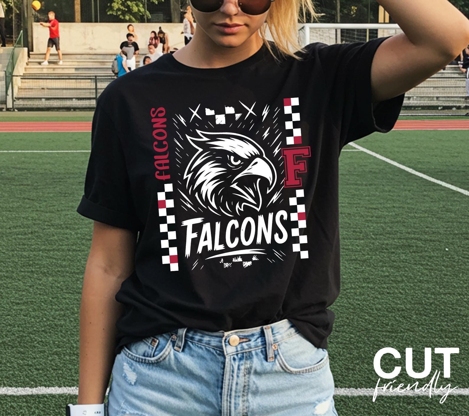 Grunge Falcons Mascot SVG – Checkered School Spirit Design (digital ...