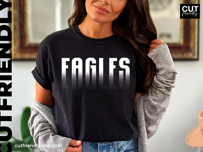Melting effect Eagles text design for sports shirt digital use