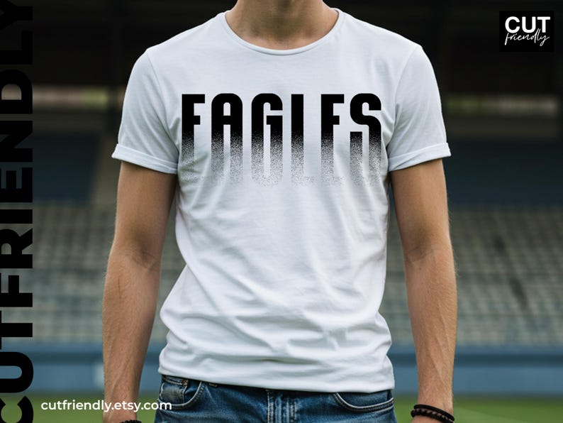 Eagles sports design with fading ink effect for custom apparel