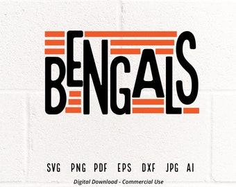 Bengals Mascot SVG, School Spirit Typography (Digital Download)