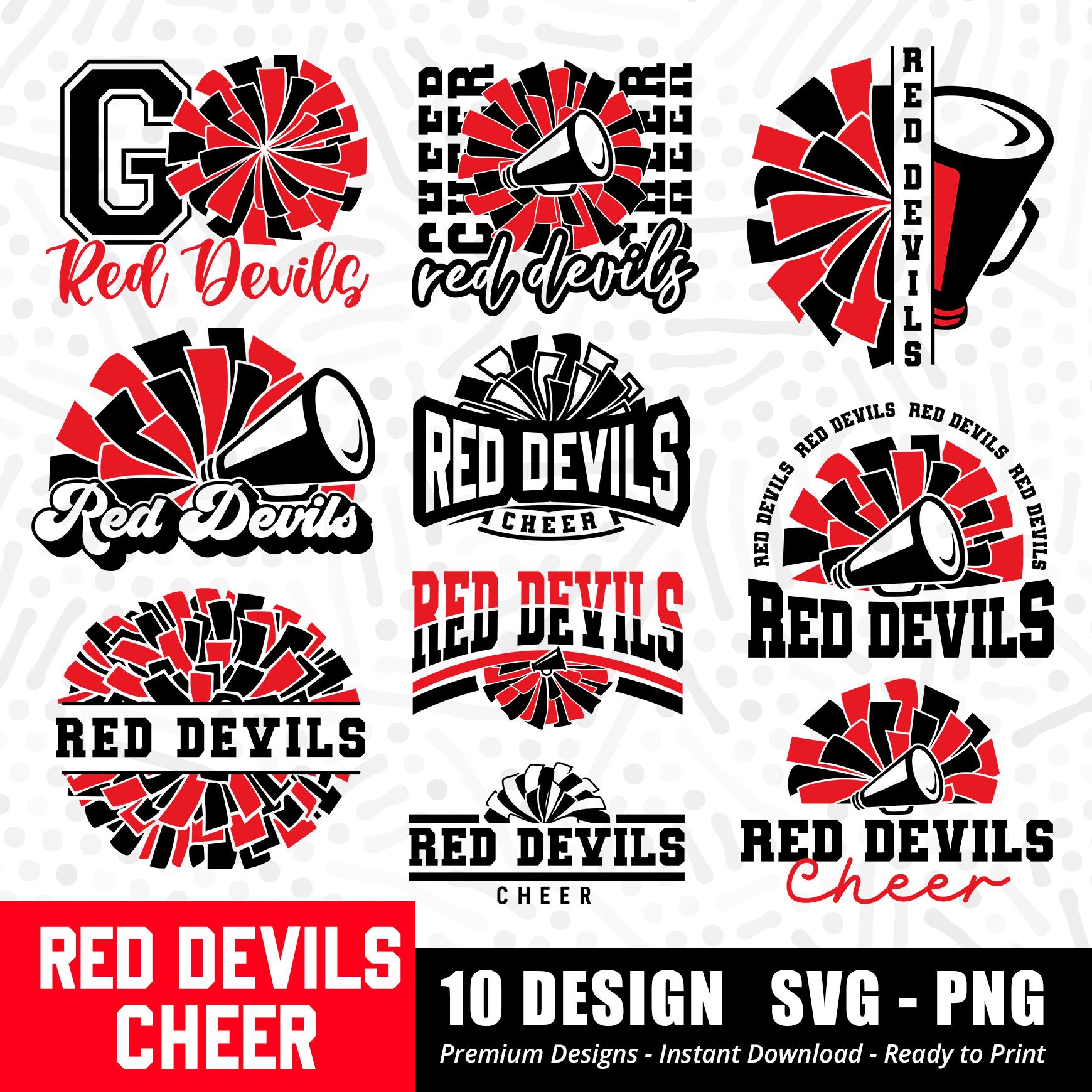Rote Teufel jubeln SVG PNG Bundle, rote Teufel, roter Teufel, jubeln svg Png, Megaphon, Pom Pom, rote Teufel svg Bundle, rote Teufel Shirt Designs