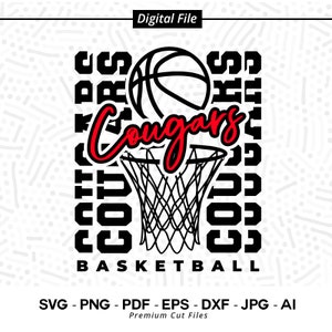 Cougar SVG PNG, Cougar Basketball svg, Cougars, Basketball svg, Cougar Sublimation, Cougars Cheer svg, Stacked Cougars svg, Cougars Mom svg