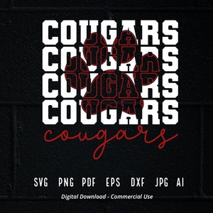 Stacked Cougars Paw SVG, Cougars Mascot svg, Cougars svg, Cougars Paw svg, Stacked Cougars svg, Cougars School Team svg, Cougars Cheer svg