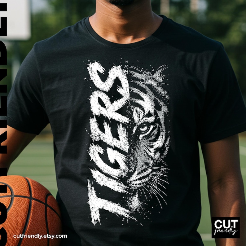 High school Tigers mascot graphic for game day sublimation designs