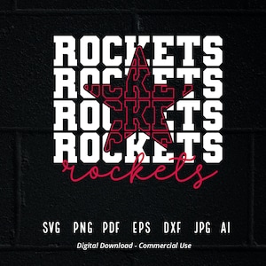 Stacked Rockets SVG, Rockets Mascot svg, Rockets svg, Rockets School Team svg, Rockets Cheer svg, School Spirit svg, Rockets Star svg