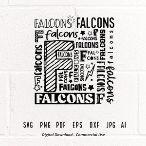 Falcons SVG PNG, Falcons Mascot svg, Falcons Typography svg, Falcons Shirt svg, Falcons Love svg, School Spirit, Falcons Mom, Falcons Cheer