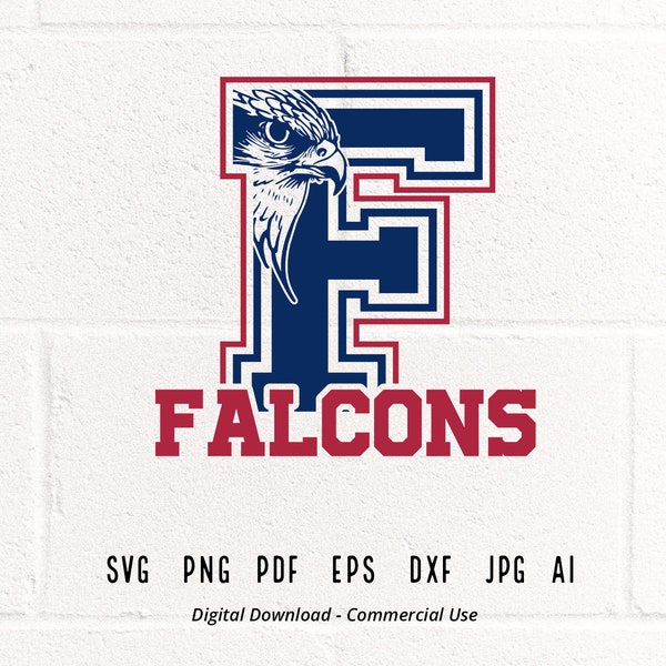 Falcons SVG PNG, Falcons Face svg, F Falcons svg, Falcons Mascot svg, Falcons Cheer svg, Falcons Vibes, School Spirit svg, Falcons Sport svg