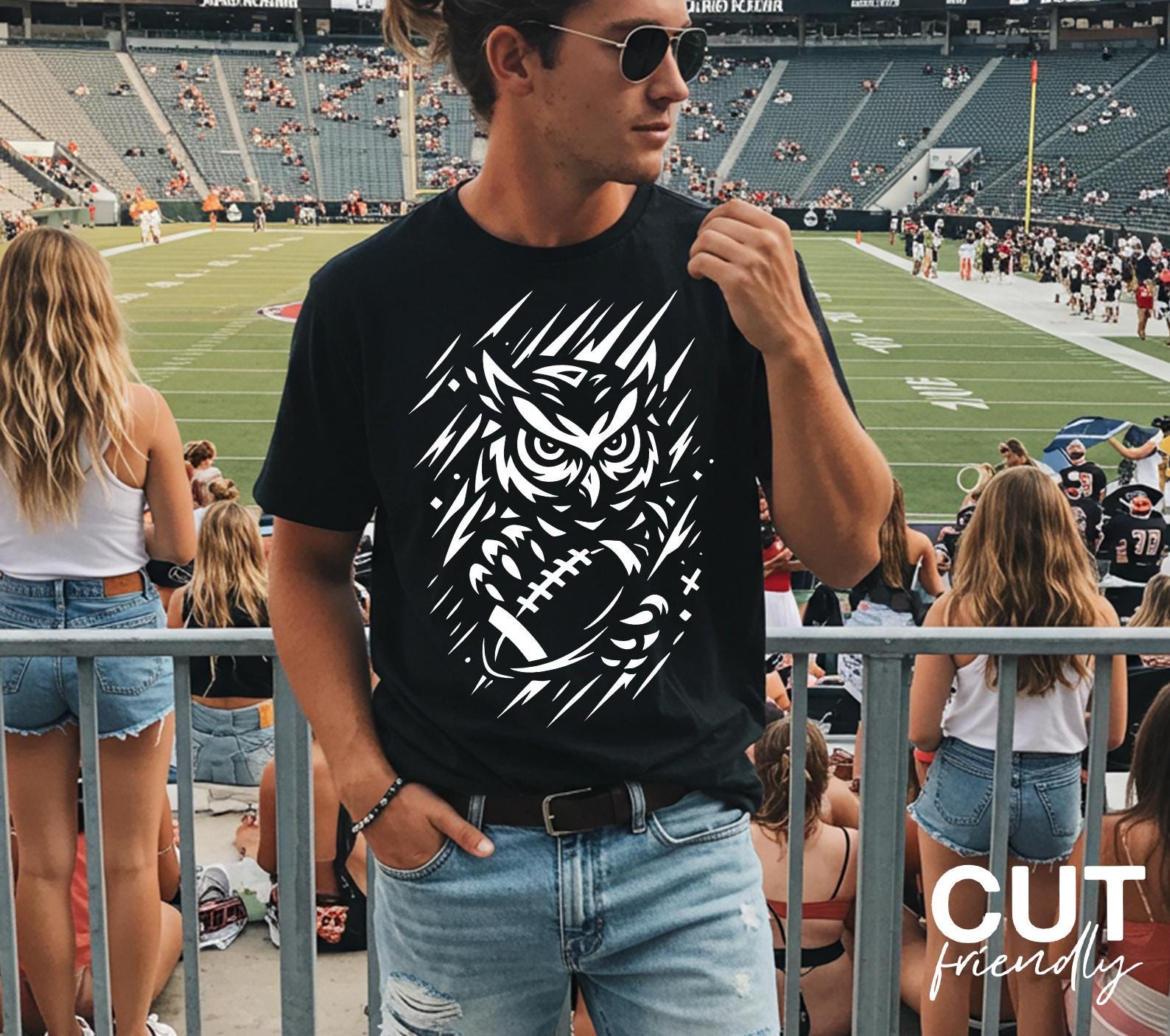 Owls Football SVG PNG Mascot Design – Fierce Owl Head Game Day Shirt Cut File for Cricut, Silh