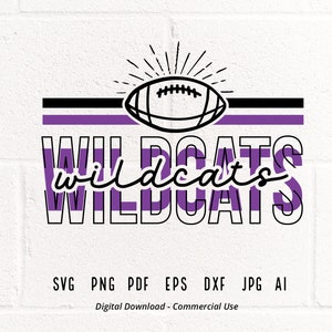 Wildcats Football SVG PNG, Wildcats Mascot svg, Wildcats svg, Wildcats School Team svg, Wildcats Cheer svg, Stacked Wildcats, School Spirit