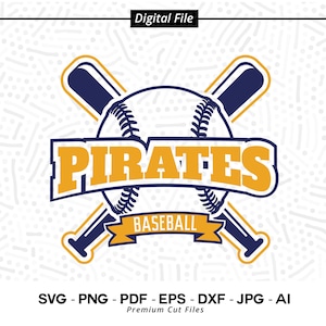 Pirates Baseball SVG PNG, Baseball svg, Pirates svg, Baseball Shirt svg, Baseball Mom svg, Pirates Pride svg, Pirates Cheer svg, Cricut