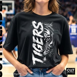 Varsity tiger mascot design with powerful athletic team aesthetic