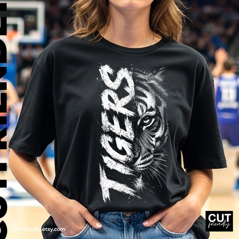 Varsity tiger mascot design with powerful athletic team aesthetic