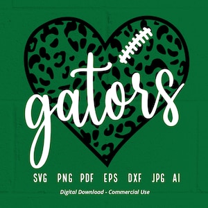 Leopard Heart Gators SVG PNG, Gators Mascot svg,Gators svg,Gators School Team,Gators Cheer svg,Gators Football svg,Gators Heart svg