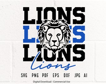 Lions Face SVG, Mascot, School Spirit (Digital Download)