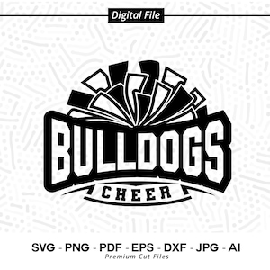 Bulldogs Cheer SVG PNG, Bulldogs Mascota svg, Bulldogs svg, Bulldogs Camisa svg, Espíritu Escolar svg, Cheer Megáfono, Bulldogs Pom pom svg