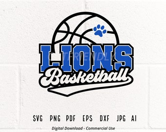 Lions Basketball SVG, Retro Design (Digital Download)