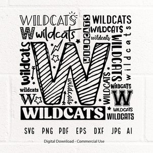 Wildcats SVG PNG, Wildcats Mascot svg, Wildcats Typography svg, Wildcats Shirt svg, Wildcats Love svg, School Spirit svg, Wildcats Mom svg