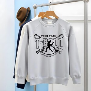 Custom T-ball team logo design in SVG and PNG formats for school baseball spirit wear and sublimation.