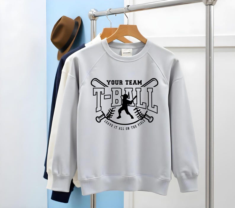Custom T-ball team logo design in SVG and PNG formats for school baseball spirit wear and sublimation.