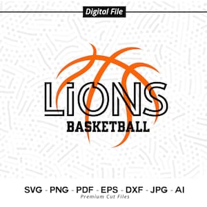 Basketball Lion SVG Design, Lions Basketball svg png, Sports Team Clipart, Printable Basketball Logo, Basketball SVG PNG, Lion Basketball