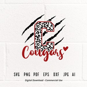 Cougars Claw SVG: Leopard Print, School Team Spirit (Digital Download)