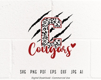 Cougars Claw SVG: Leopard Print, School Team Spirit (Digital Download)