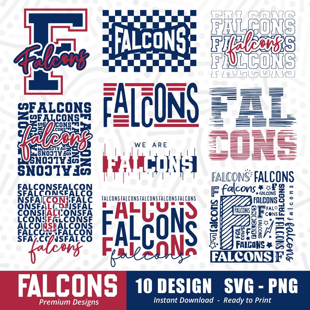 Falcons SVG PNG Bundle: Sports Team Designs for Shirts and Cheer ...