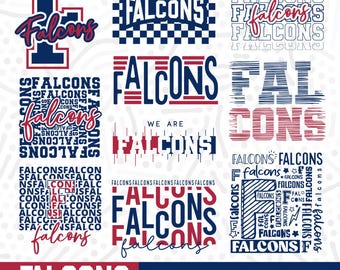 Pacchetto SVG PNG dei Falcons: design di squadre sportive per magliette e tifo, download immediato