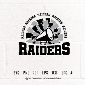 Raider Cheer svg, Raider, Raiders, Cheer svg, png, Sublimation, Pom Pom svg, Megaphone svg, Clipart, SVG for Shirts, SVG for Cricut, Shirt