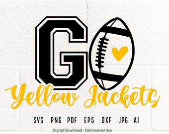 Yellow Jackets Football SVG, Mascot Graphic (Digital Download)