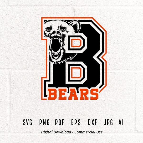 Bears SVG PNG, Bears Face svg, B Bears svg, Bears Mascot svg, Bears Cheer svg, Bears Vibes, School Spirit, Bears Sport svg, Bears Pride svg