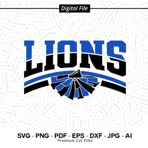 Lions Cheer SVG PNG, Lions Svg, Lion, Cheer Svg, Lions Vibes, Lions Shirt svg, School Spirit svg, Cheer Megaphone svg, Lions Pom pom svg