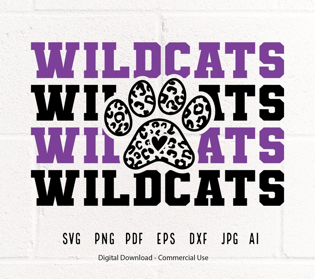 Stacked Wildcats Paw SVG, Wildcats Mascot Svg, Wildcats Svg, Wildcats