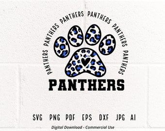 Panthers Paw Print SVG, Leopard Mascot, School Spirit (Digital Download)