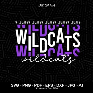 Stacked Wildcats SVG PNG, Wildcats svg, Wildcat svg, Wildcats Typography, Wildcats Clipart, Wildcats Cheer, Wildcats Vibes, Wildcats Shirt
