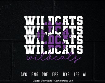 Stacked Wildcats Paw SVG, School Team Mascot (Digital Files)