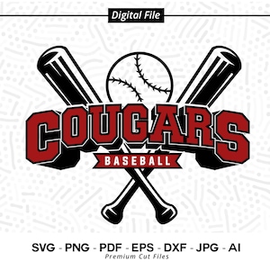Cougars Baseball SVG PNG, Baseball svg, Cougars svg, Baseball Shirt svg, Baseball Mom svg, Cougars Pride svg, Cougars Cheer svg ,Cricut