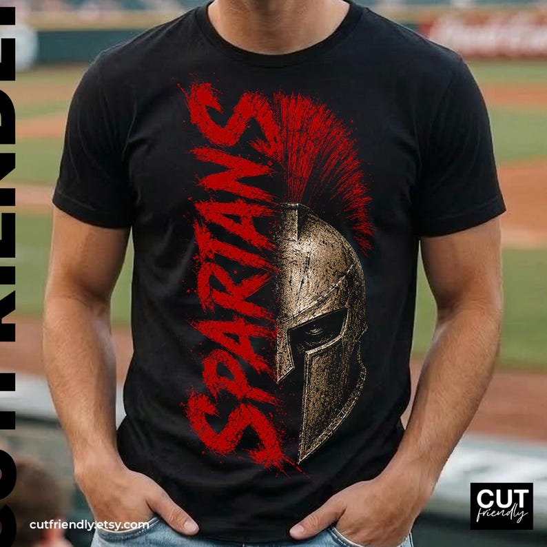 School football spirit artwork with Spartan warrior mascot theme