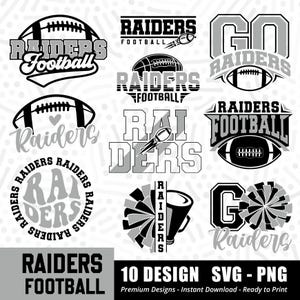 Paquete de fútbol de los Raiders SVG PNG, paquete de los Raiders svg, paquete de fútbol, equipo deportivo Svg, paquete svg, archivo de corte Cricut, descarga instantánea, vector