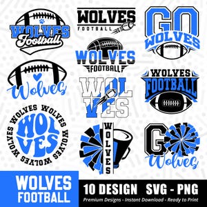 Paquete SVG PNG del equipo de fútbol Wolves, archivo de corte Cricut (descarga instantánea)