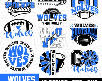 Wolves Football Team SVG PNG Bundle, Cricut Cut File (Instant Download)