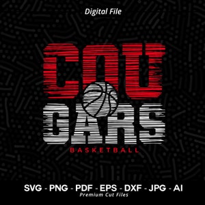 Cougars Basketball SVG PNG, Cougars Svg, Basketball Svg, Cougars Shirt Svg, Cougars Cheer Svg, Cougars Vibes Svg, Cricut