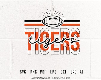 Tigers Football Mascot SVG, School Spirit Design (Digital Download)